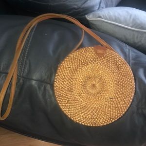 Brown circle woman purse satchel